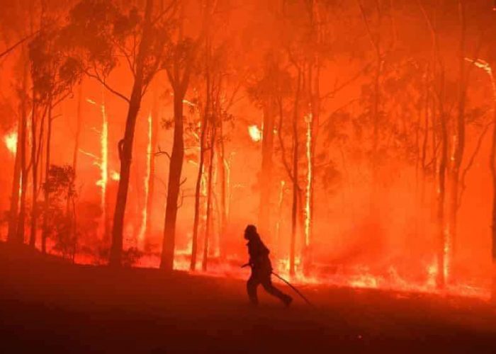 australian bushfire appeal - single man fighting fire